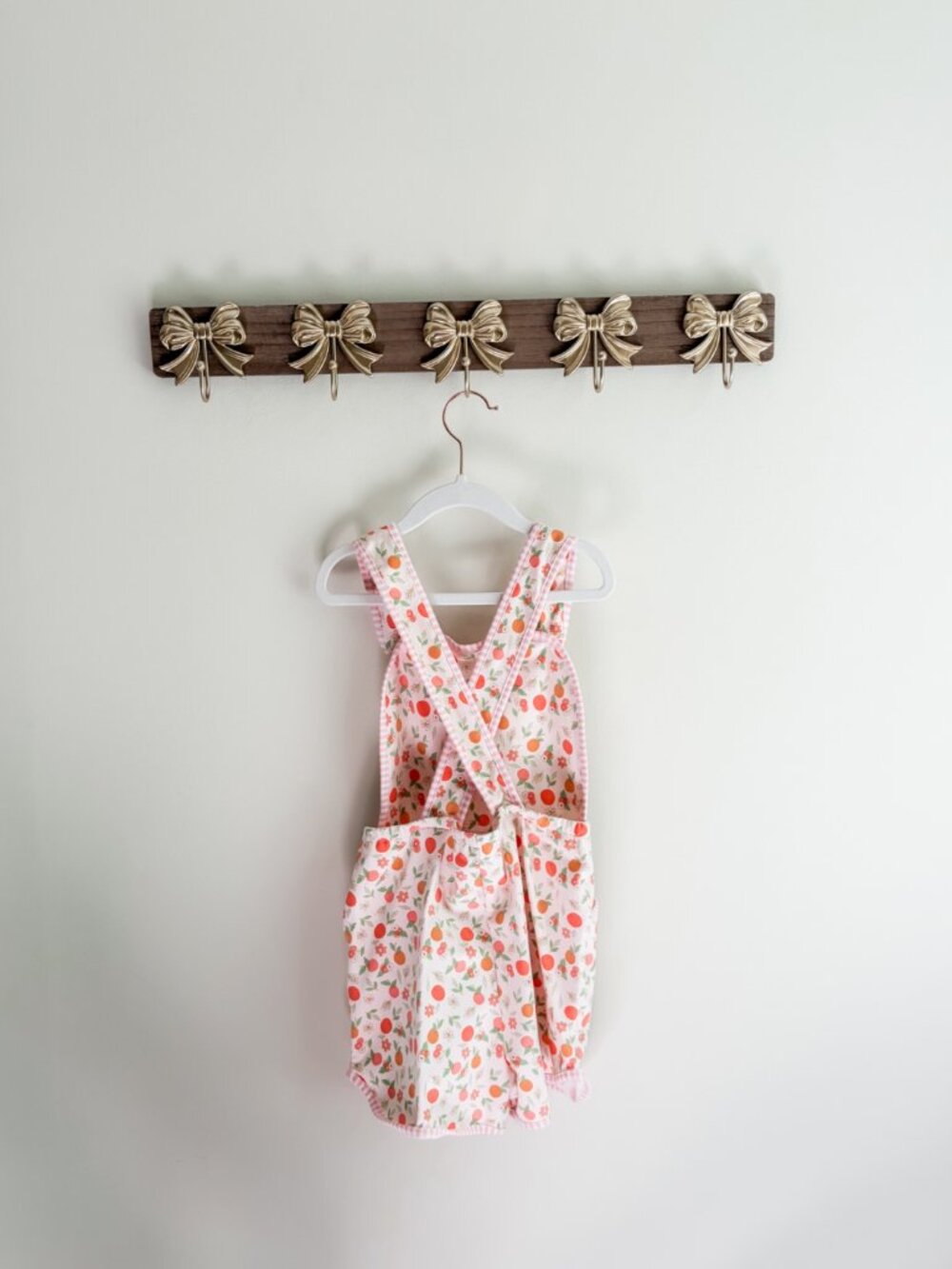 Shrimp and Grits Girls Medium (5-6) Toddler Overalls with Cross Back Straps - Picture 2 of 2